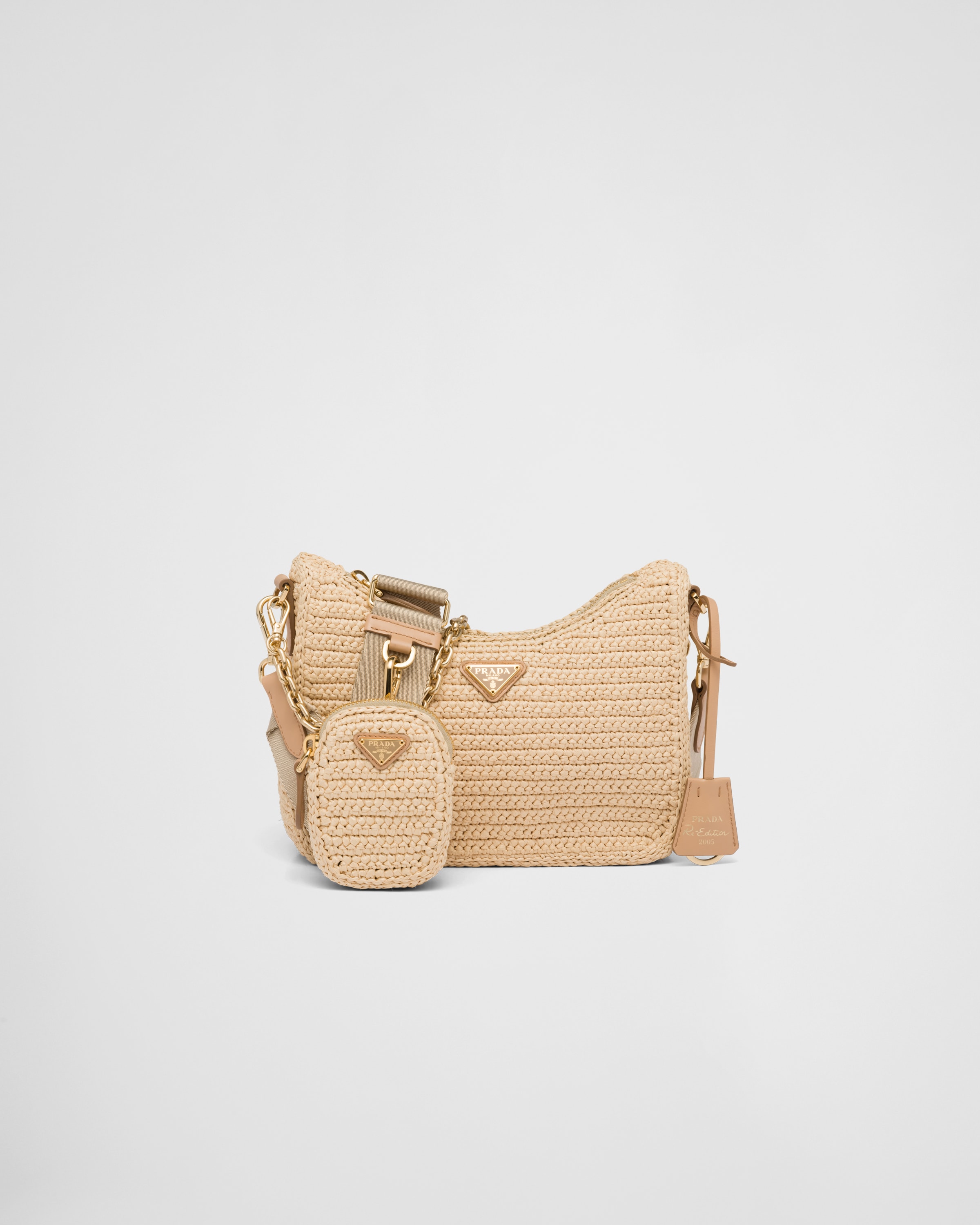 Re Edition Mini Crochet Bag in White - Prada