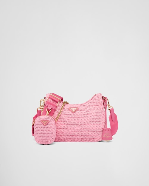 Petal Pink Prada Re-Edition 2005 raffia bag | Prada