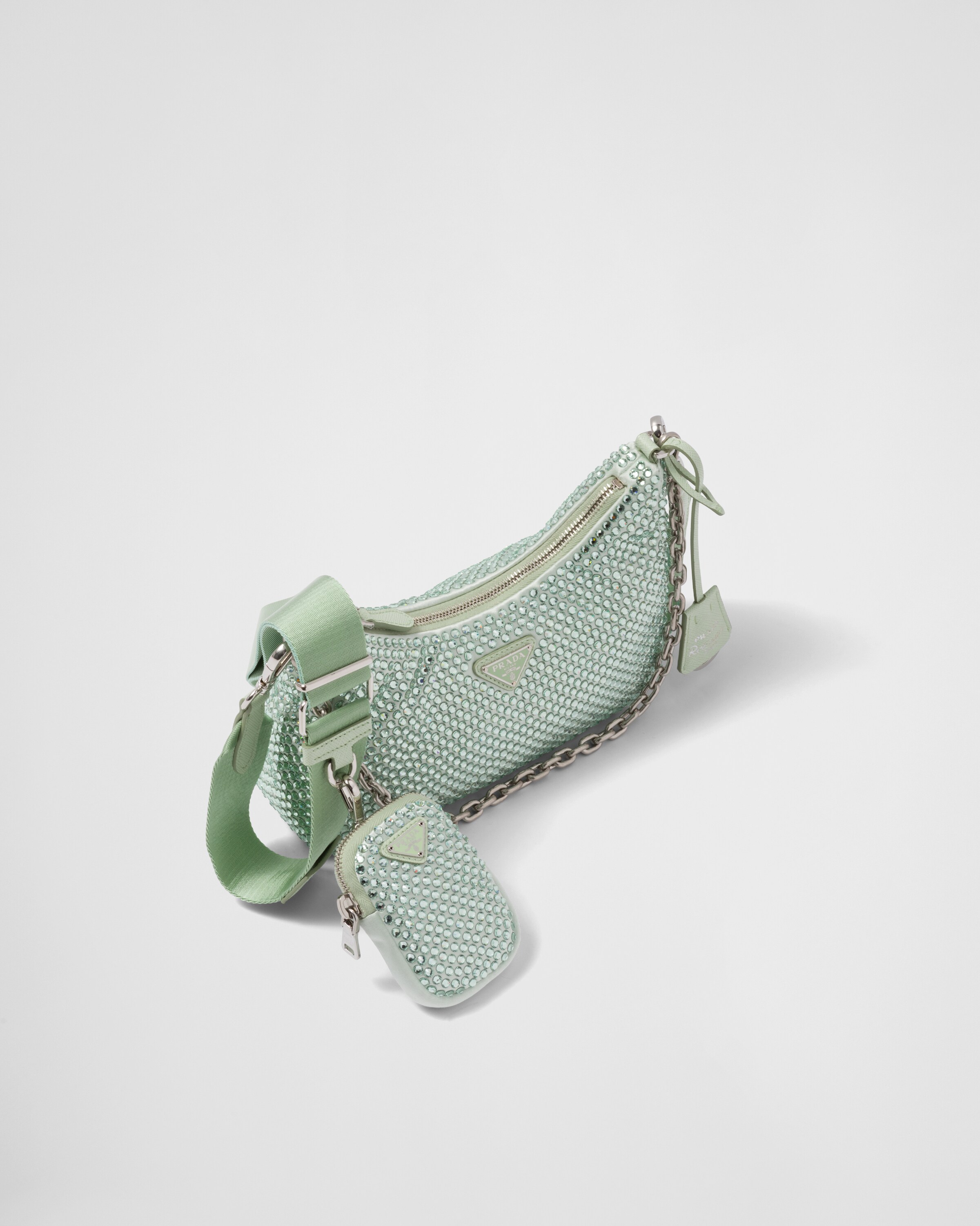 Prada Satin With Crystals Aqua Bag – Devoshka