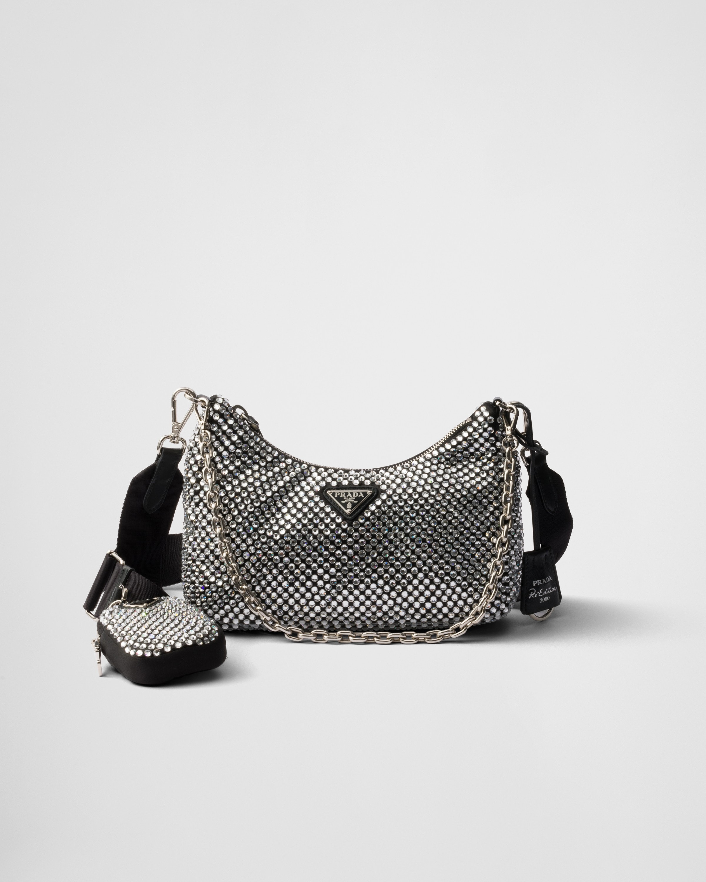 Prada Re-Edition 2005 satin bag with crystals