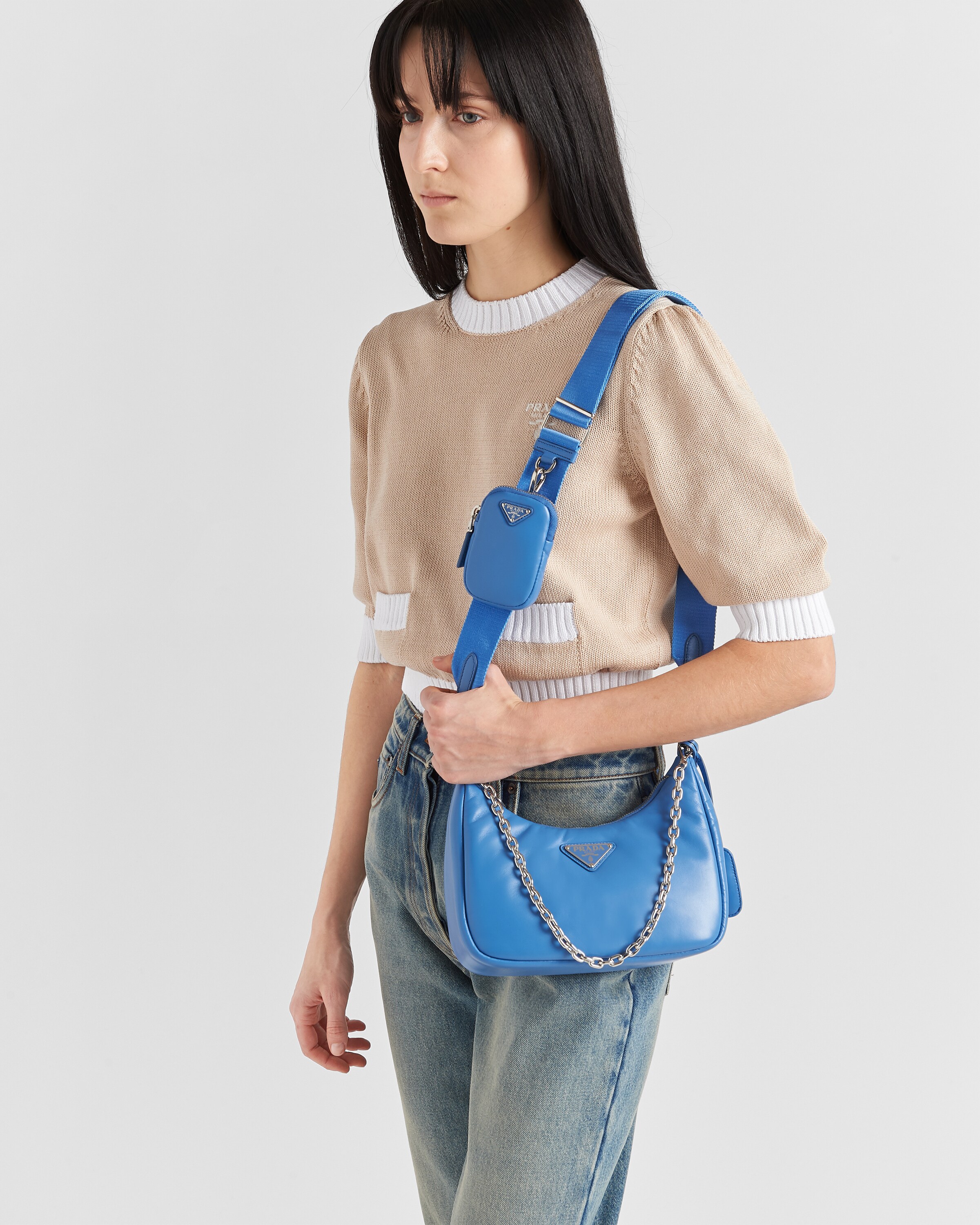 Prada Re-Edition 2005 Saffiano Leather Shoulder Bag Blue