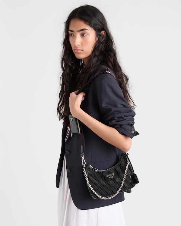 Bolso Prada Re-Edition 2005 de malla y piel cepillada - Negro Bolso Prada Re-Edition 2005 de malla y piel cepillada - Negro