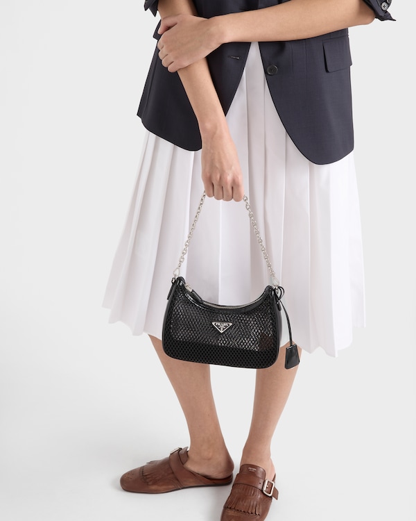 Bolso Prada Re-Edition 2005 de malla y piel cepillada - Negro Bolso Prada Re-Edition 2005 de malla y piel cepillada - Negro
