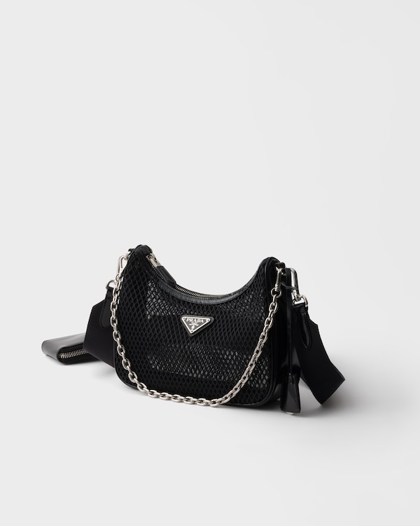 Prada Re-Edition 2005 mesh and brushed leather bag - Black Prada Re-Edition 2005 mesh and brushed leather bag - Black