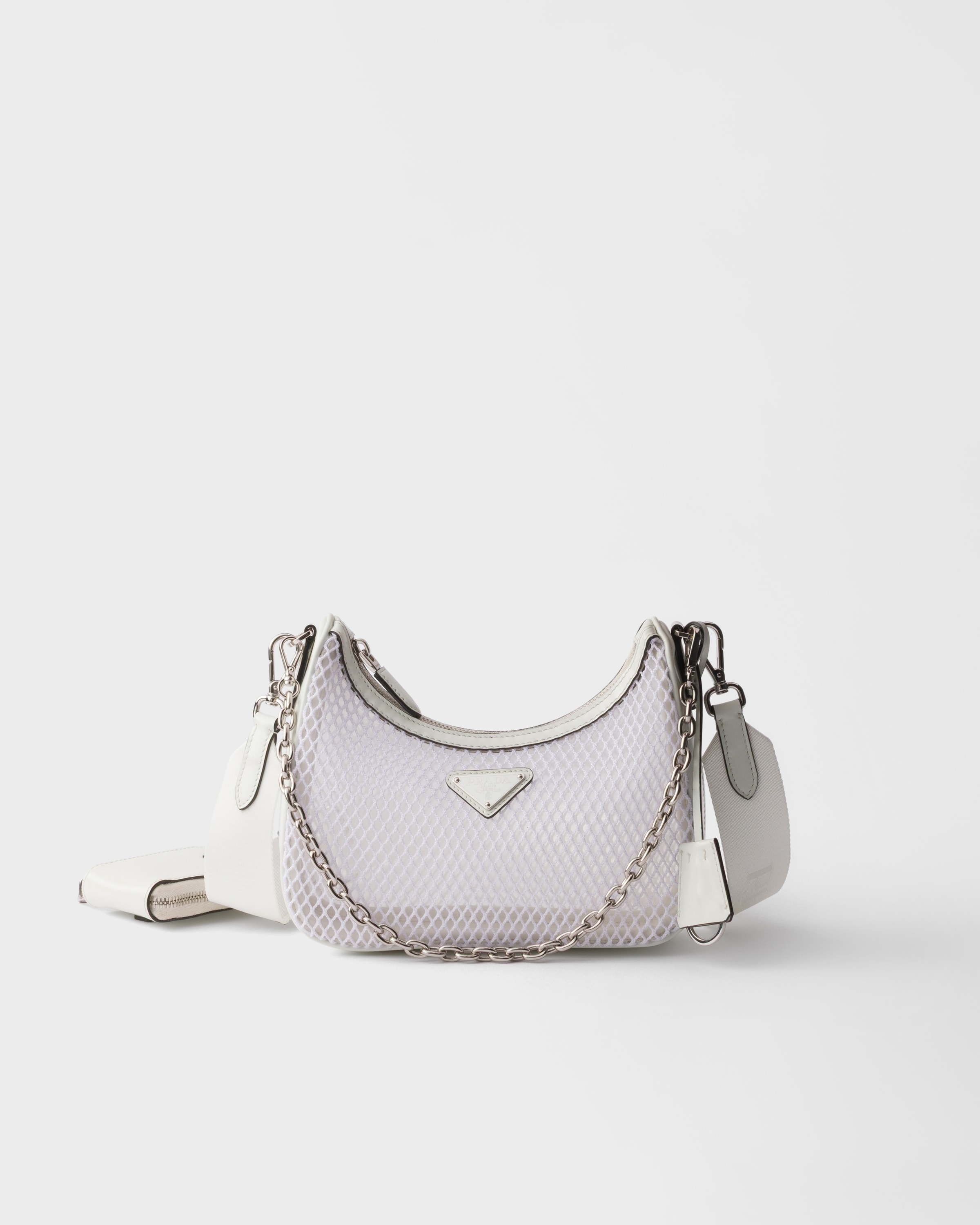 White Prada Re-Edition 2005 mesh and brushed leather bag | PRADA