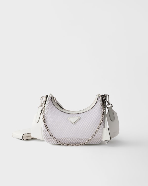 Bolso Prada Re-Edition 2005 de malla y piel cepillada - Blanco Bolso Prada Re-Edition 2005 de malla y piel cepillada - Blanco