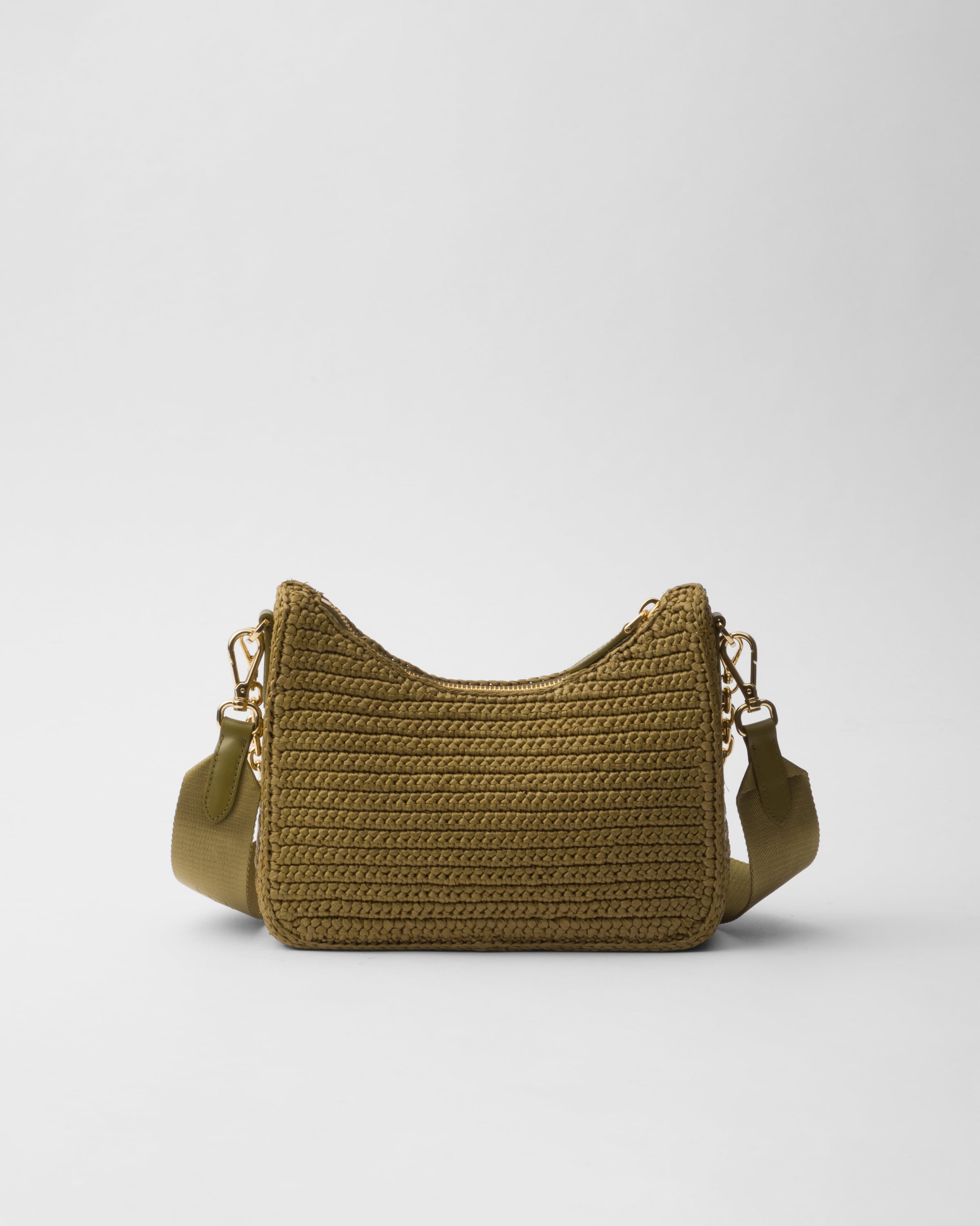 Prada Re-edition 2005 Mini Crochet Shoulder Bag In Olive Green