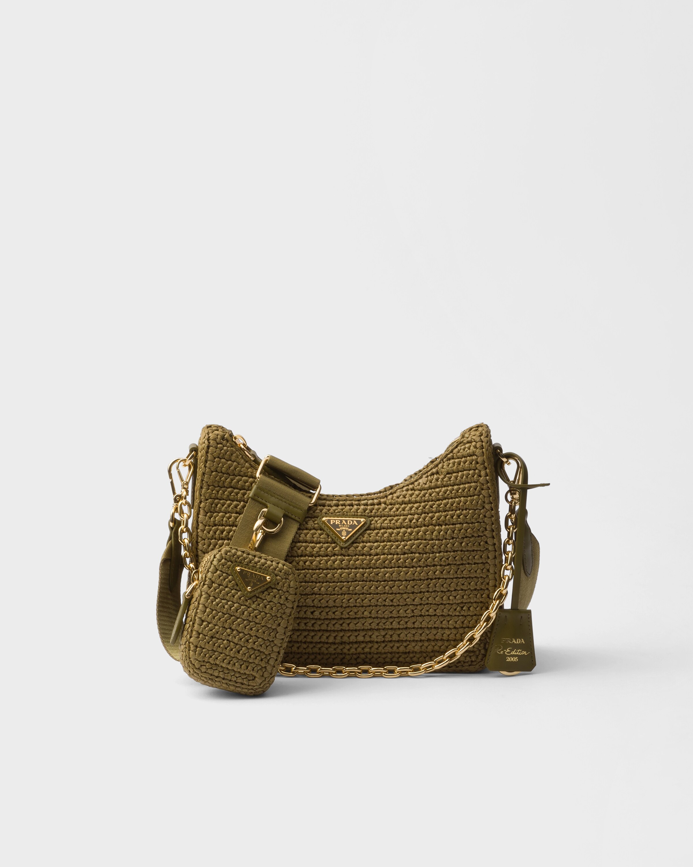 Bolso De Croché Prada Re-edition 2005, Mujer, Verde Oliva