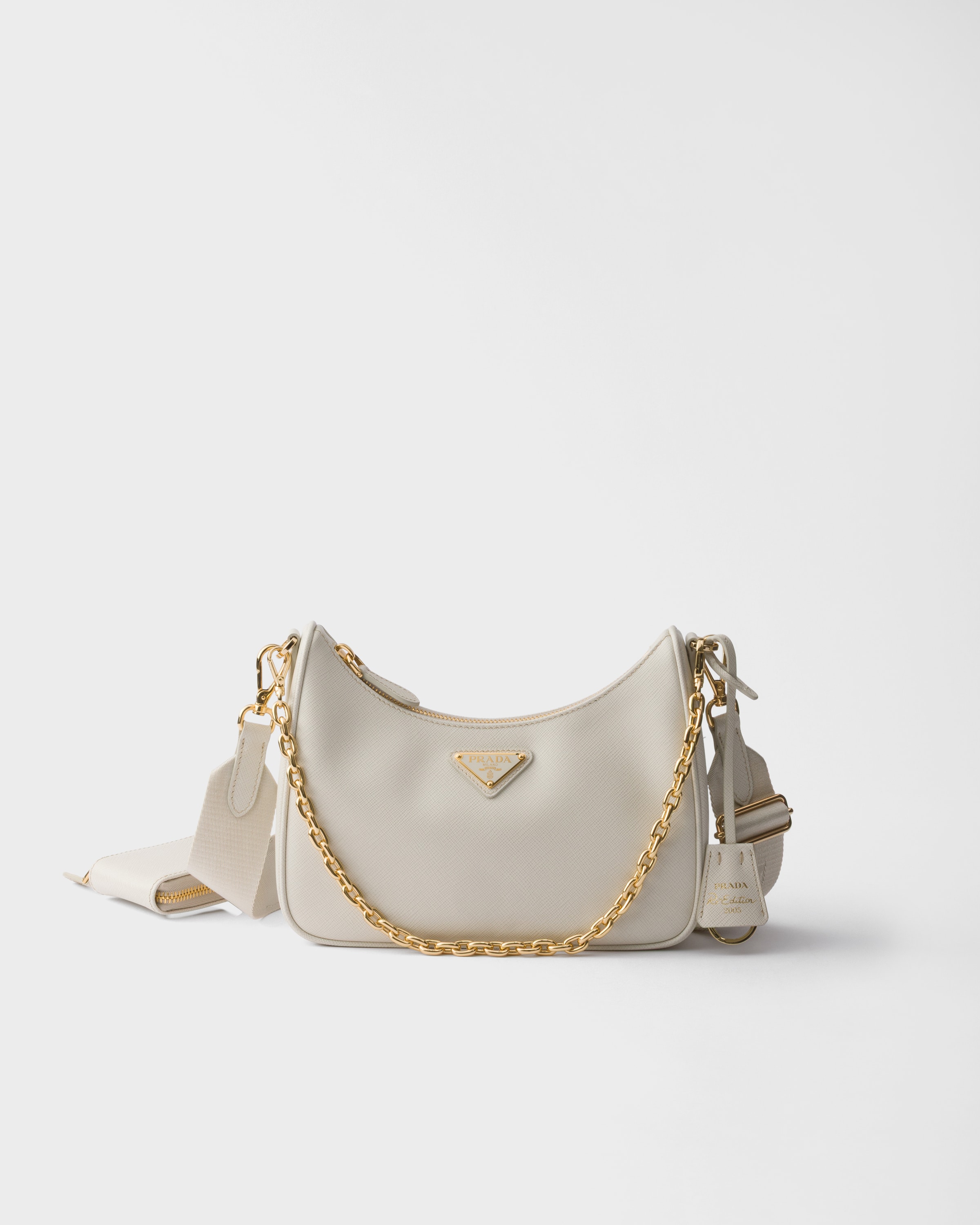 Chalk White Prada Re-edition 2005 Saffiano Leather Bag | PRADA