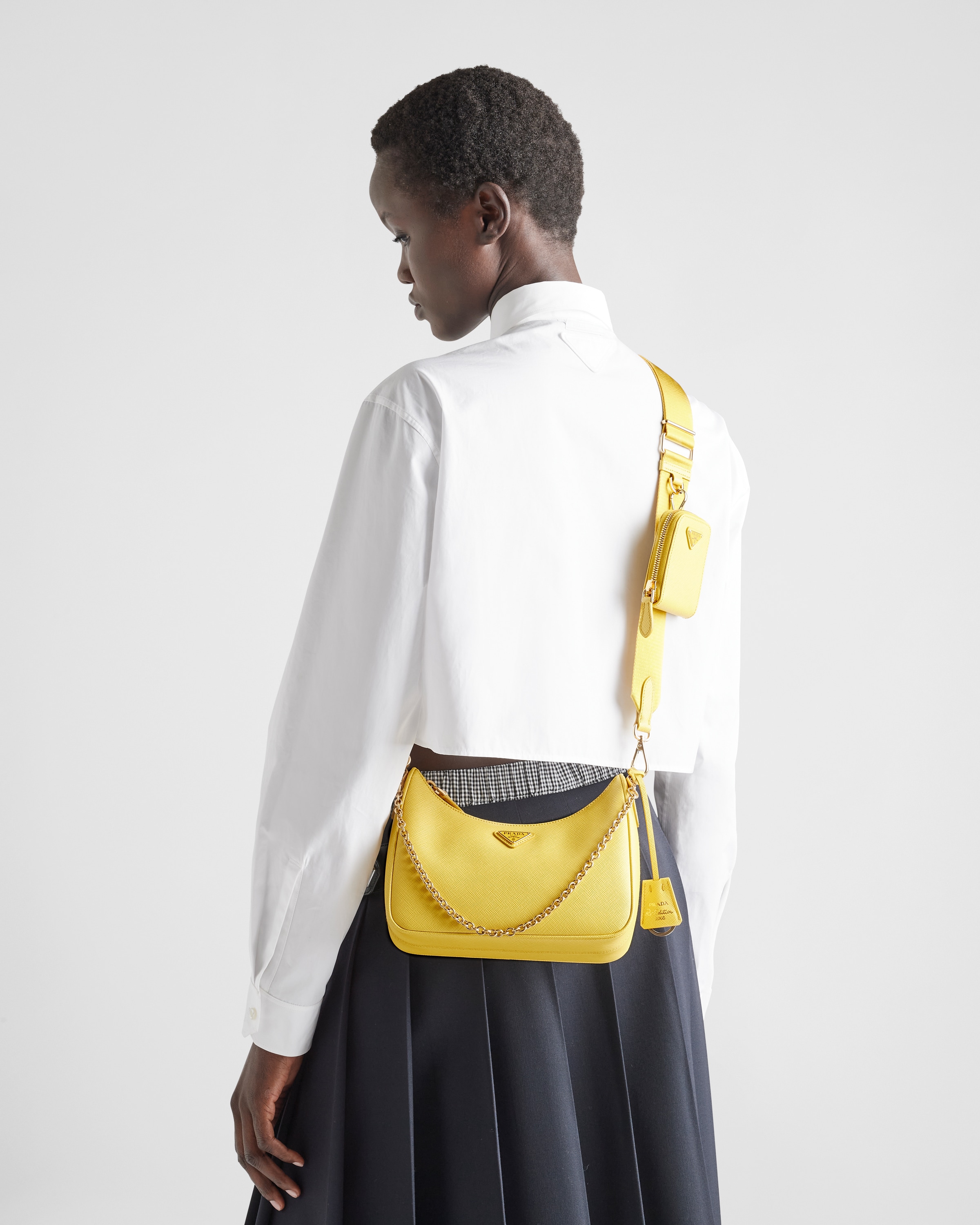 Sac Prada Re edition 2005 En Cuir Saffiano Jaune Ensoleille PRADA