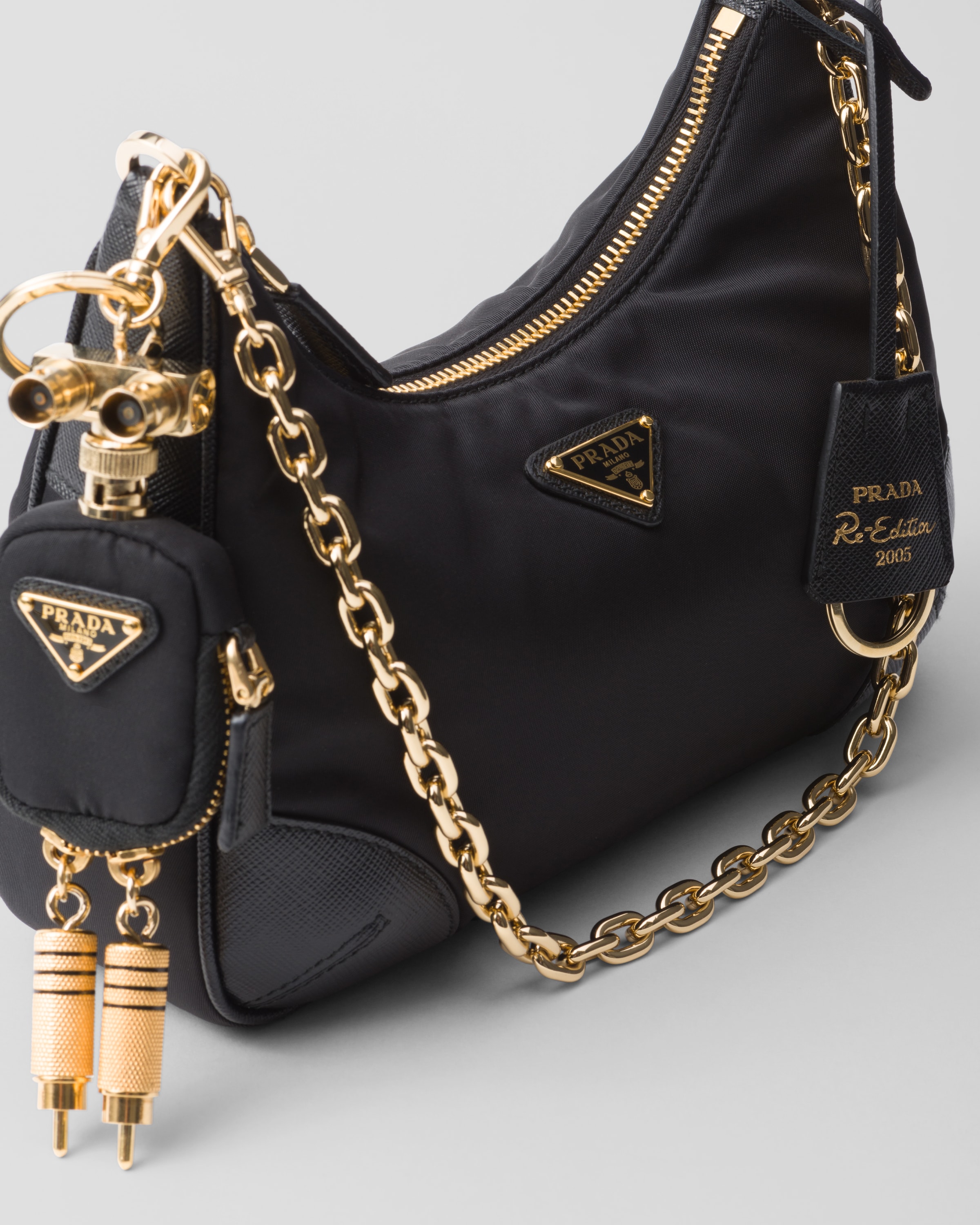Black Prada Re edition 2005 Re nylon And Saffiano Leather Bag PRADA