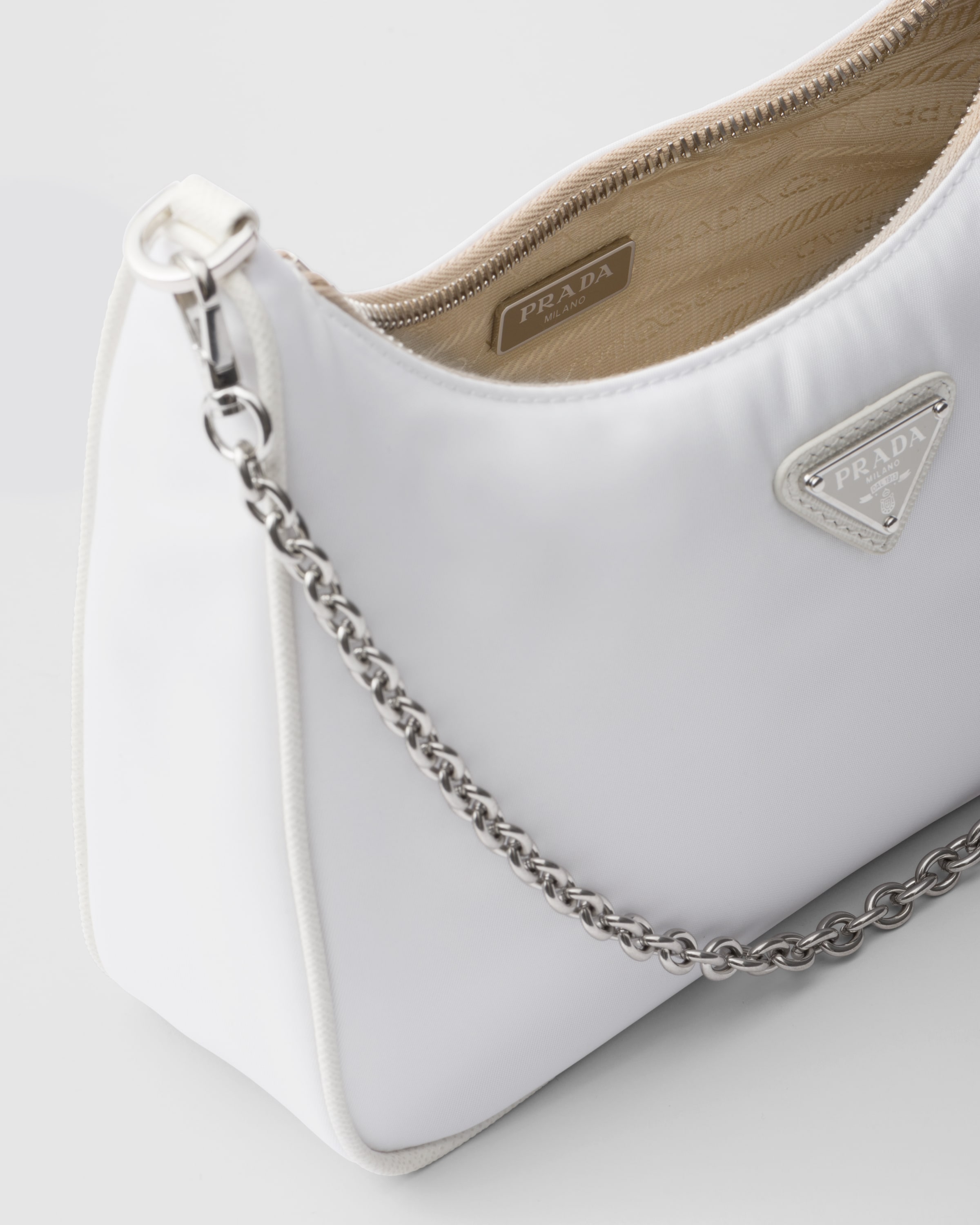 White Prada Re-edition 2005 Saffiano Leather Bag