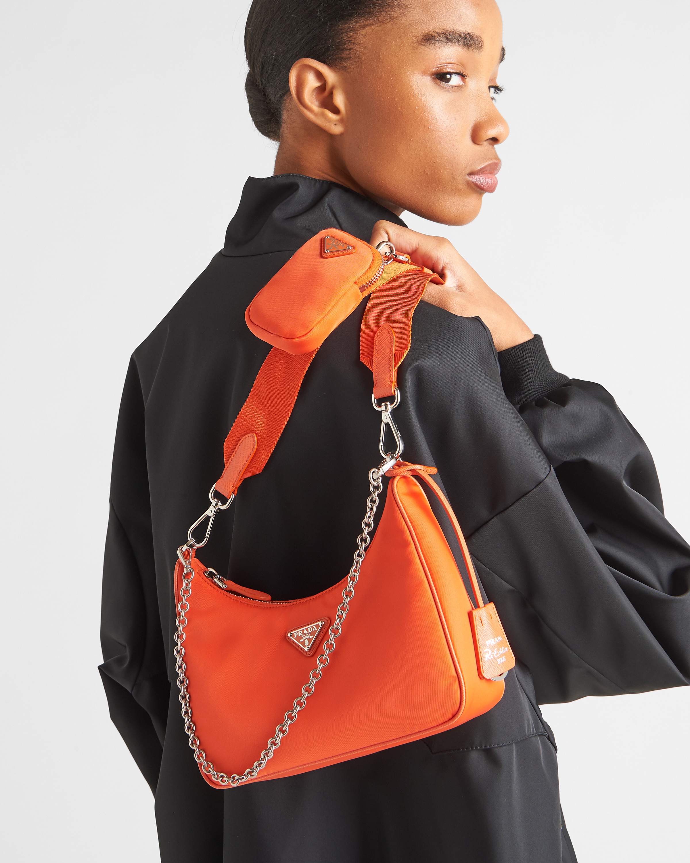 Prada orange top nylon bag