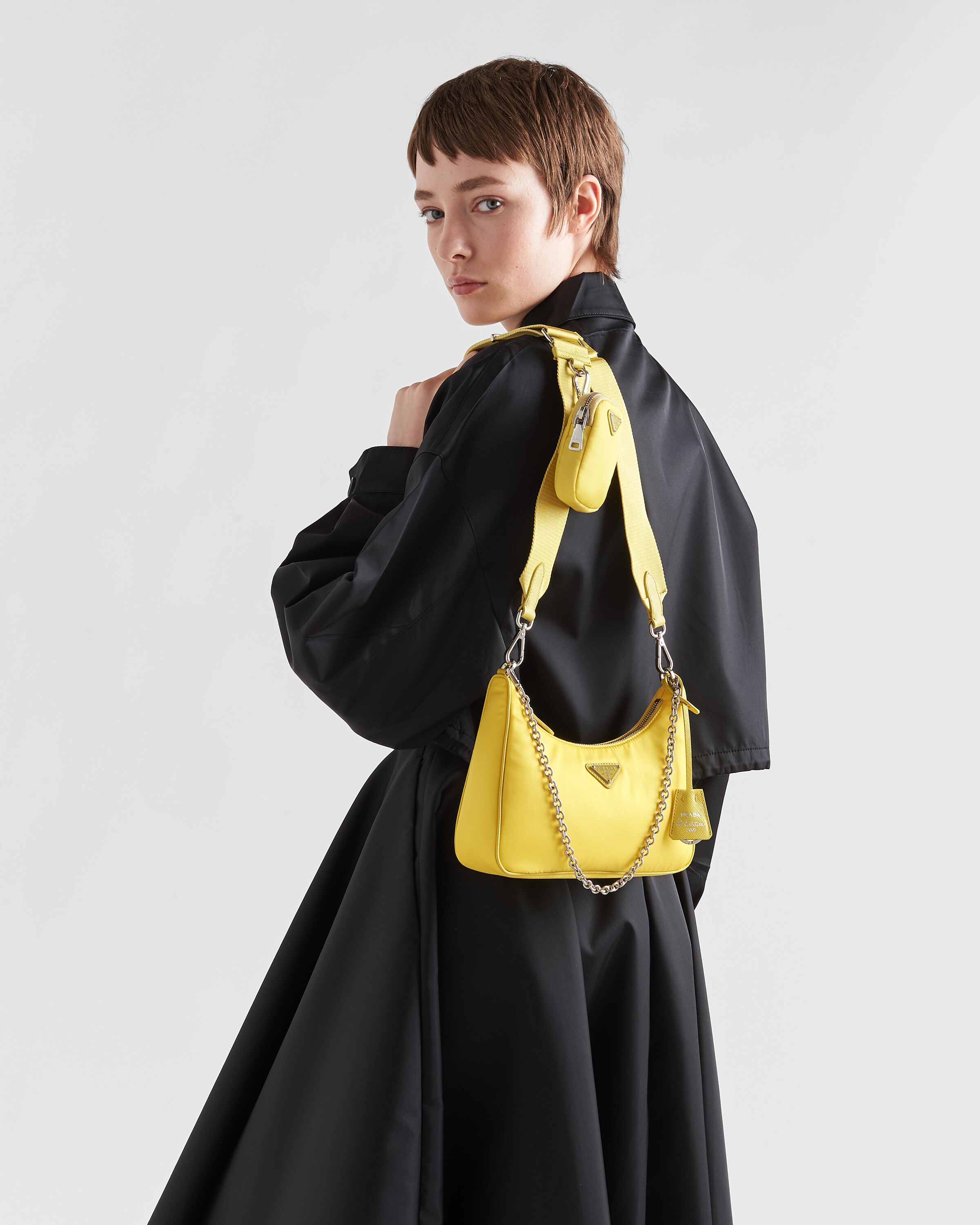 Prada yellow nylon bag on sale