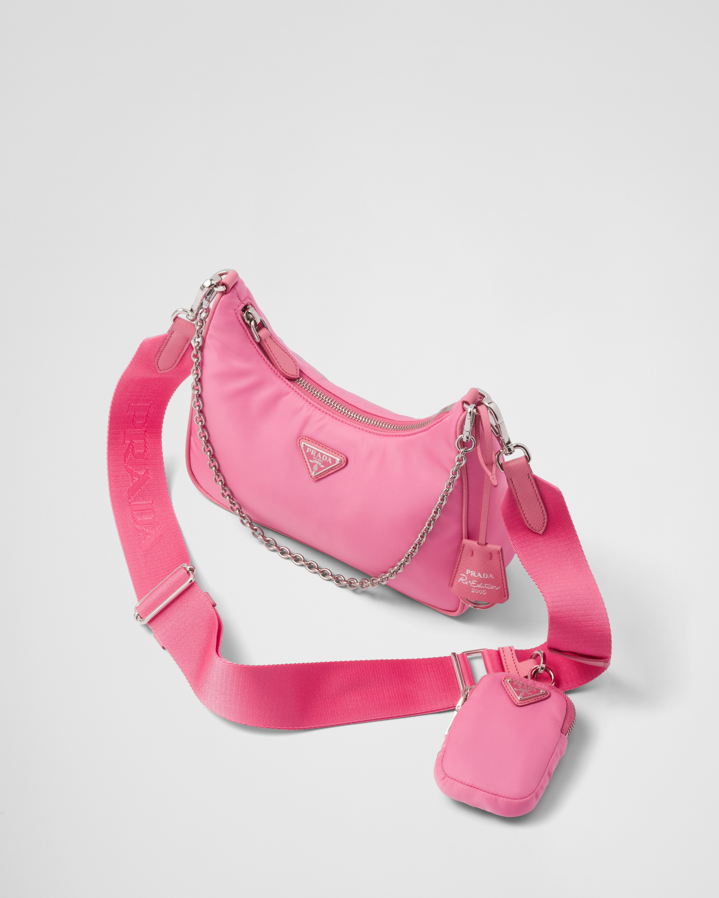 Prada Re-Edition 2005 Shoulder Bag Nylon Begonia Pink in Nylon with  Silver-tone - US