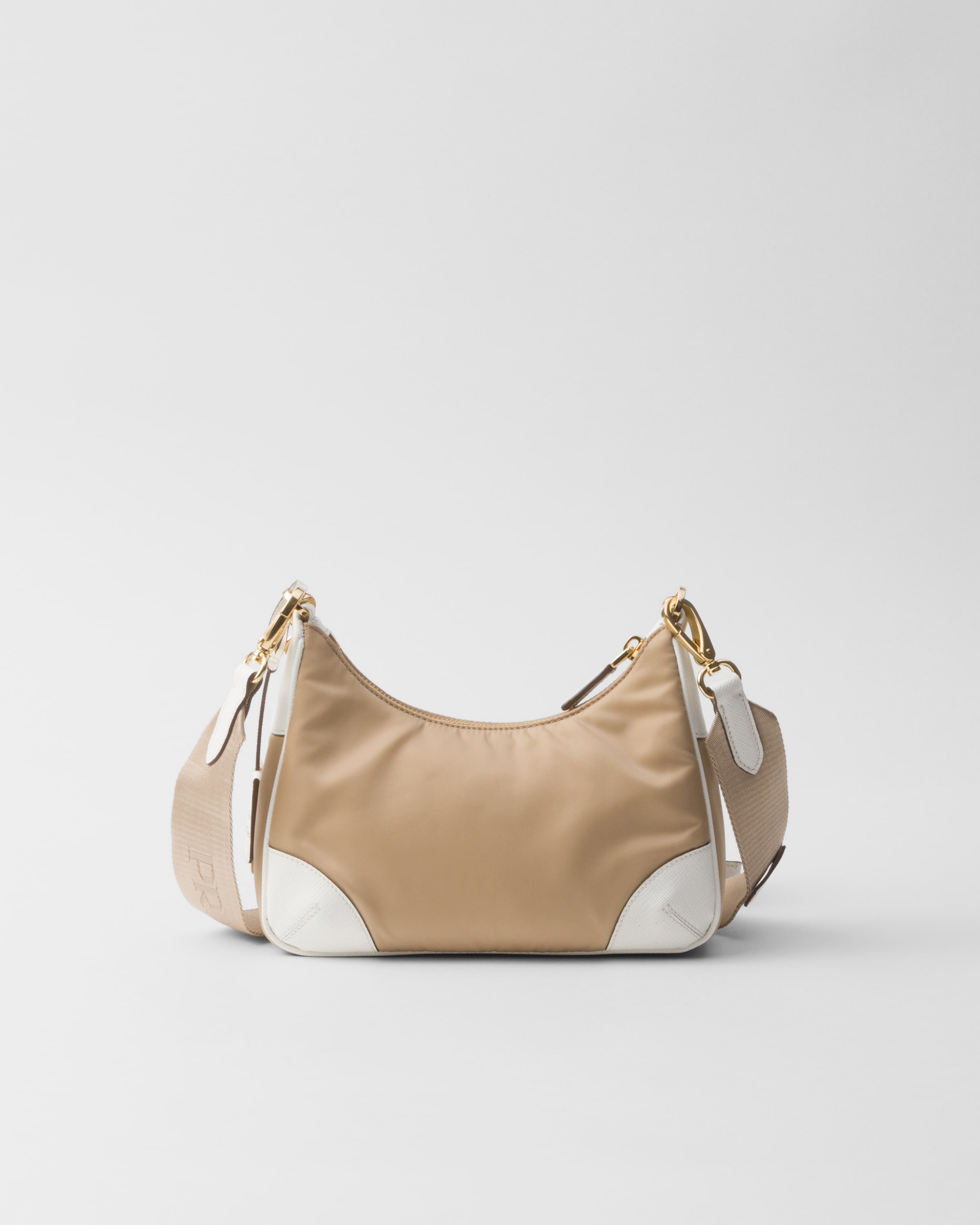 Camel/White Prada Re-Edition 2005 Re-Nylon and Saffiano
