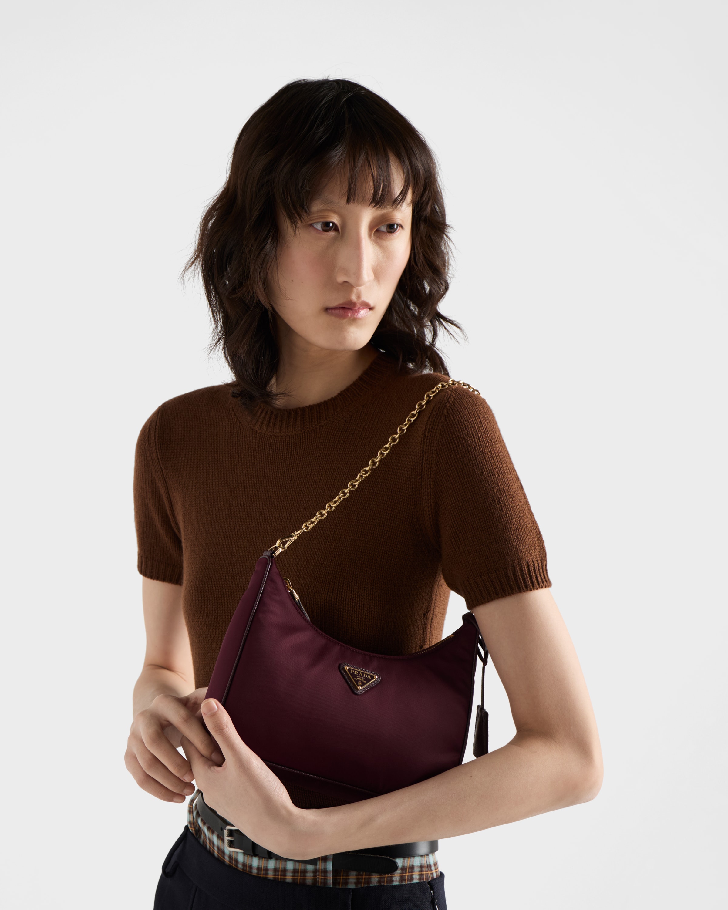 PRADA 黒 ナイロン バッグ 装飾付き ブラック プラダ Re-Edition 2005 Re-Nylon ミニバッグ | PRADA
