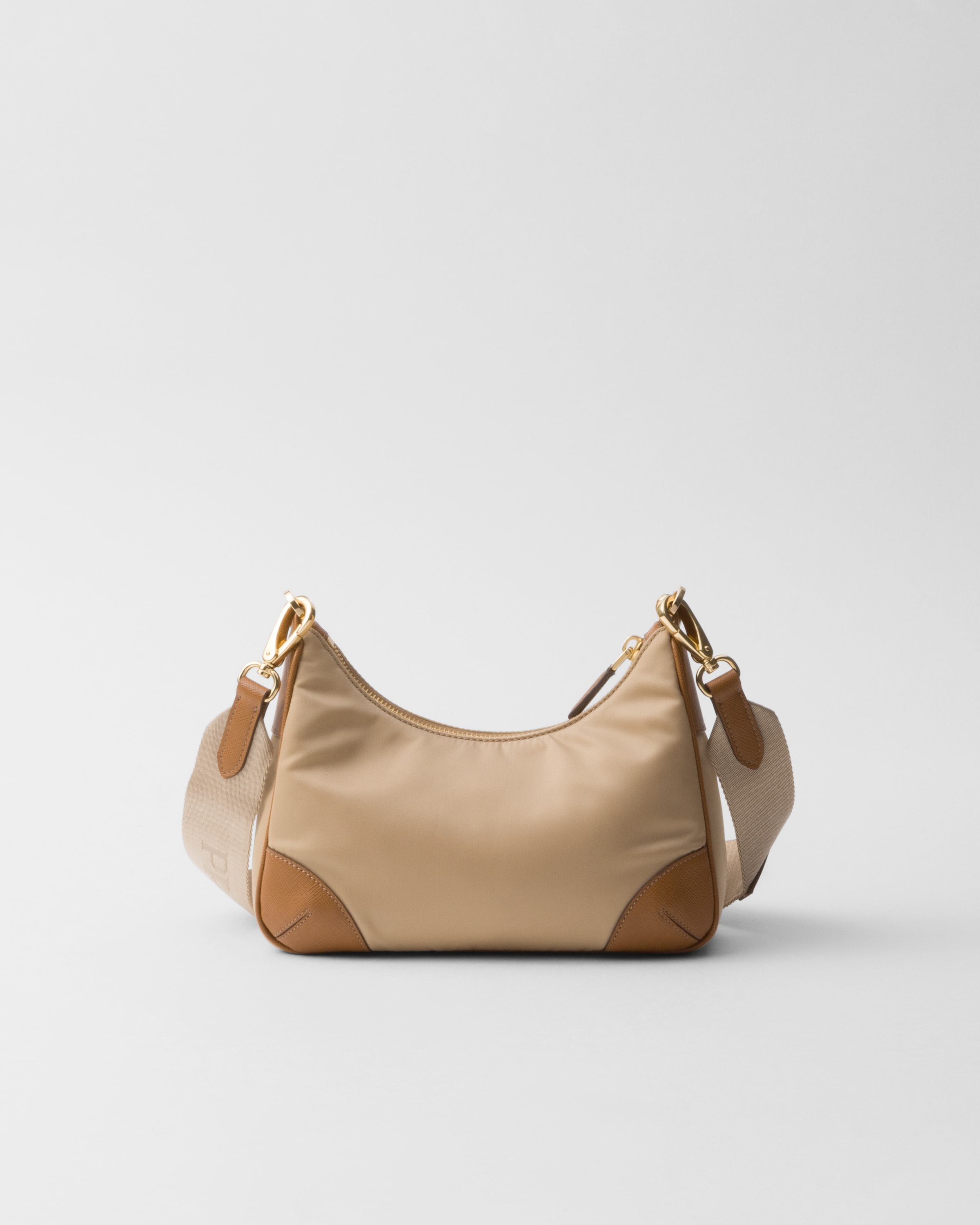 Shop Prada Re-edition 2005 Re-nylon And Saffiano Leather Bag In Camel/caramel