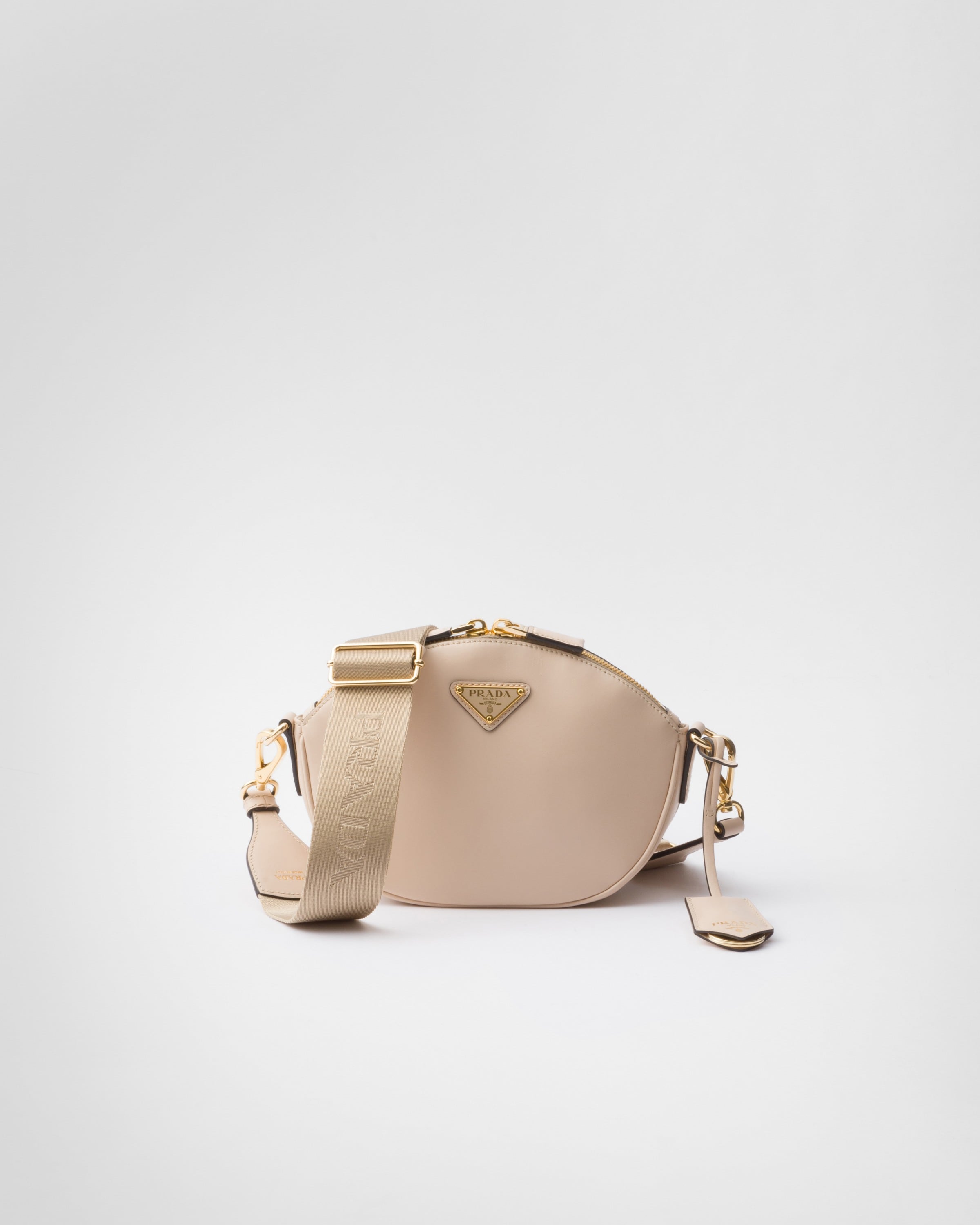 Prada Leather Mini Shoulder Bag In Neutral