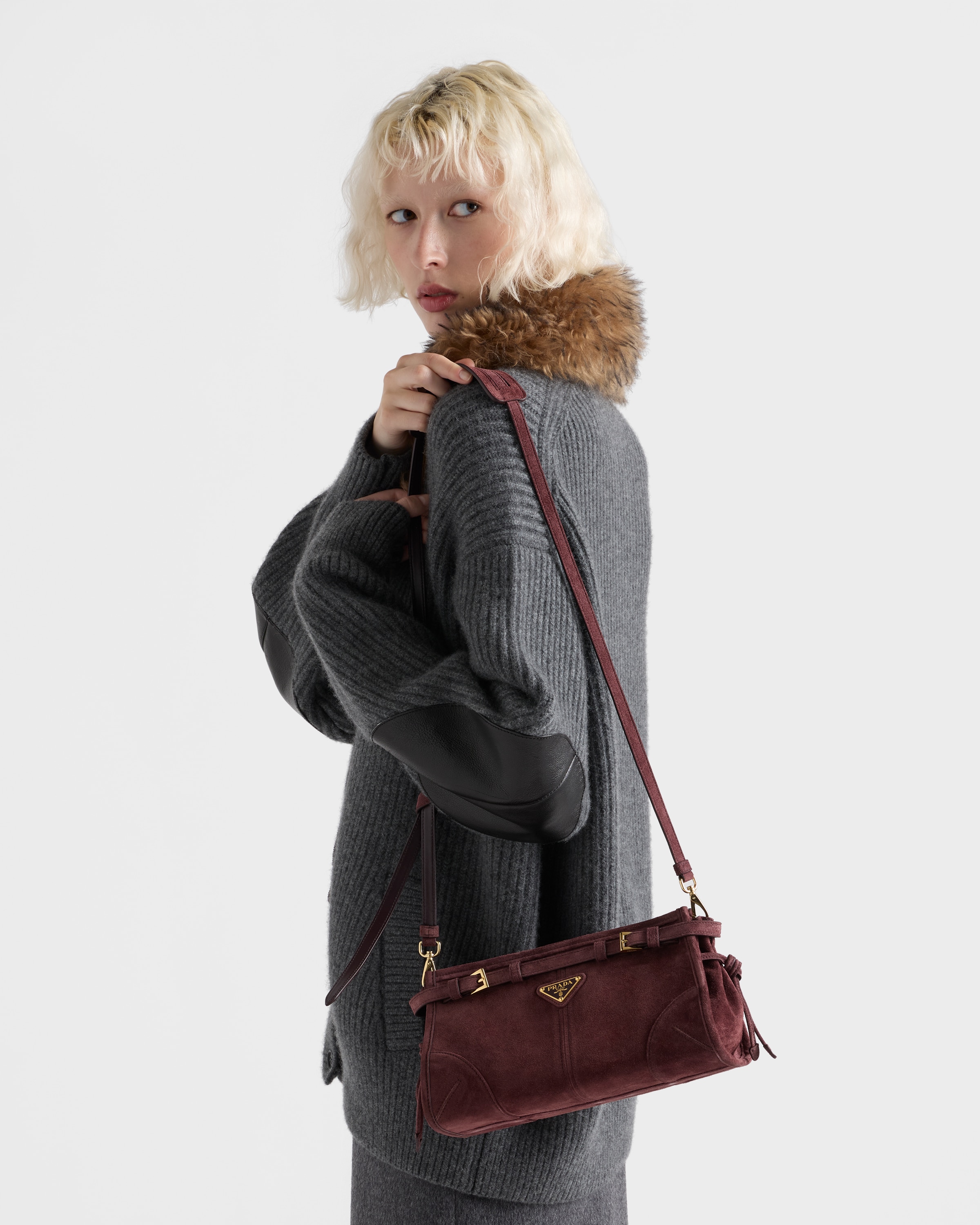 Prada Bonnie small suede shoulder bag