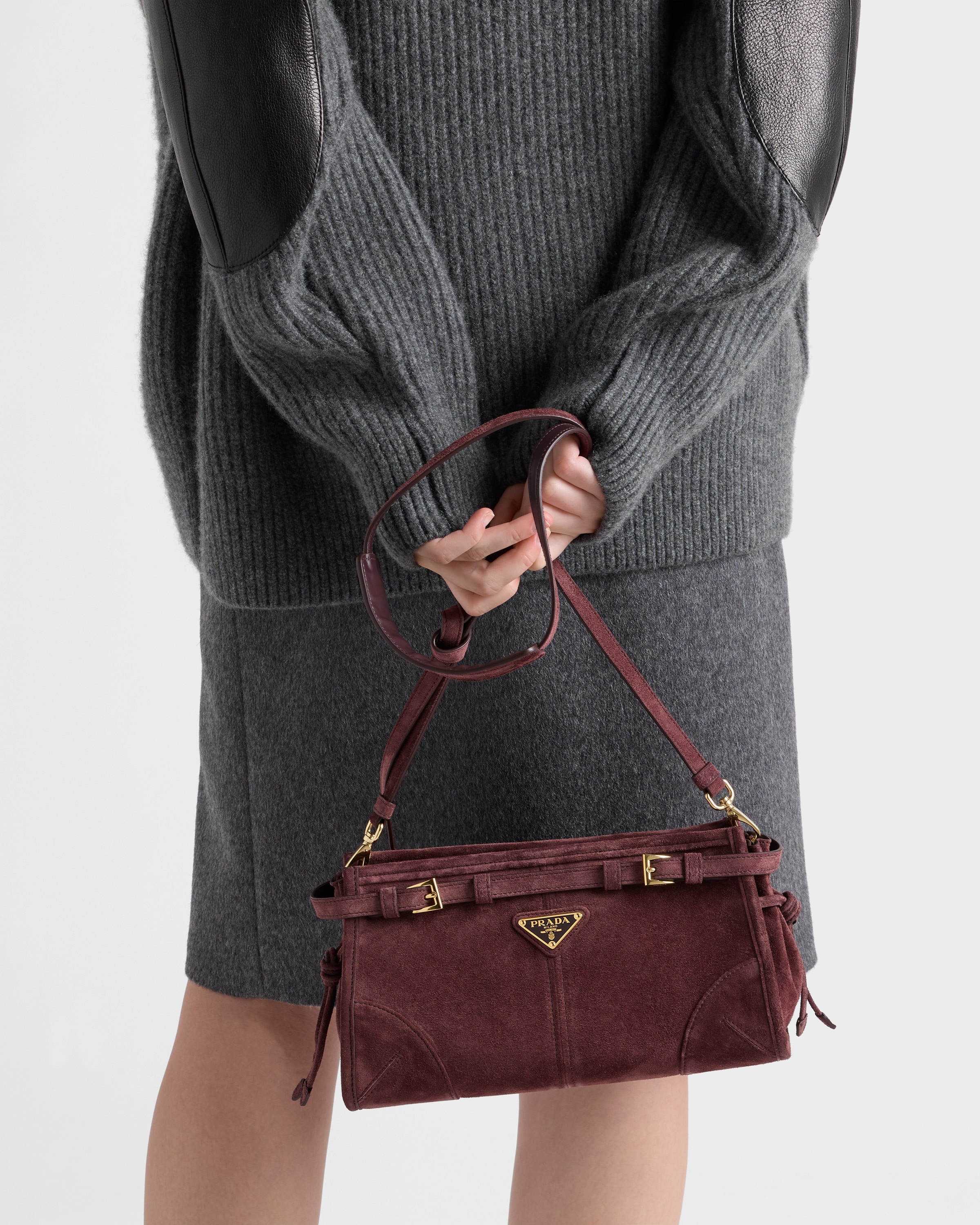 Prada Bonnie small suede shoulder bag