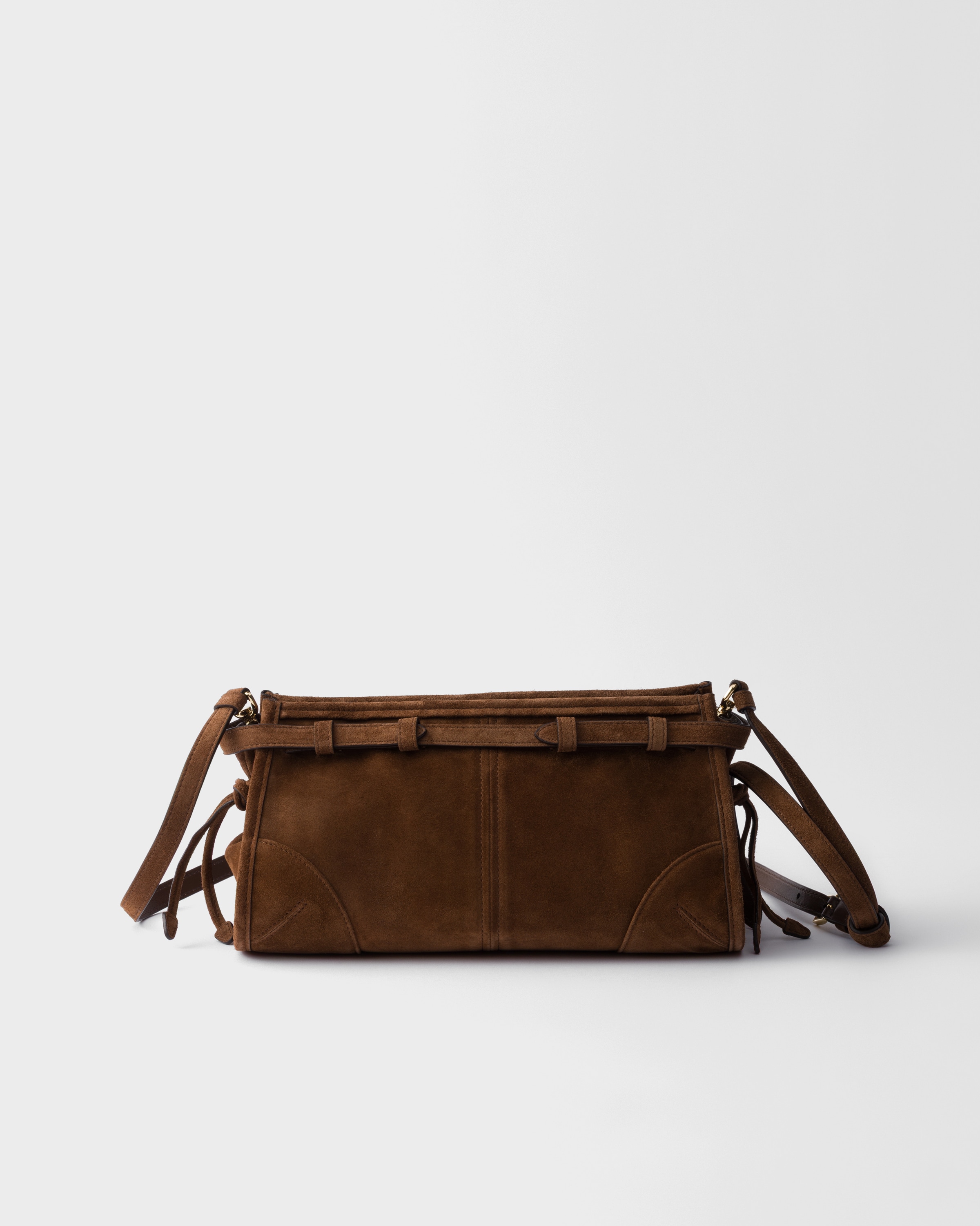 Prada Small Bonnie Suede Shoulder Bag In Brown