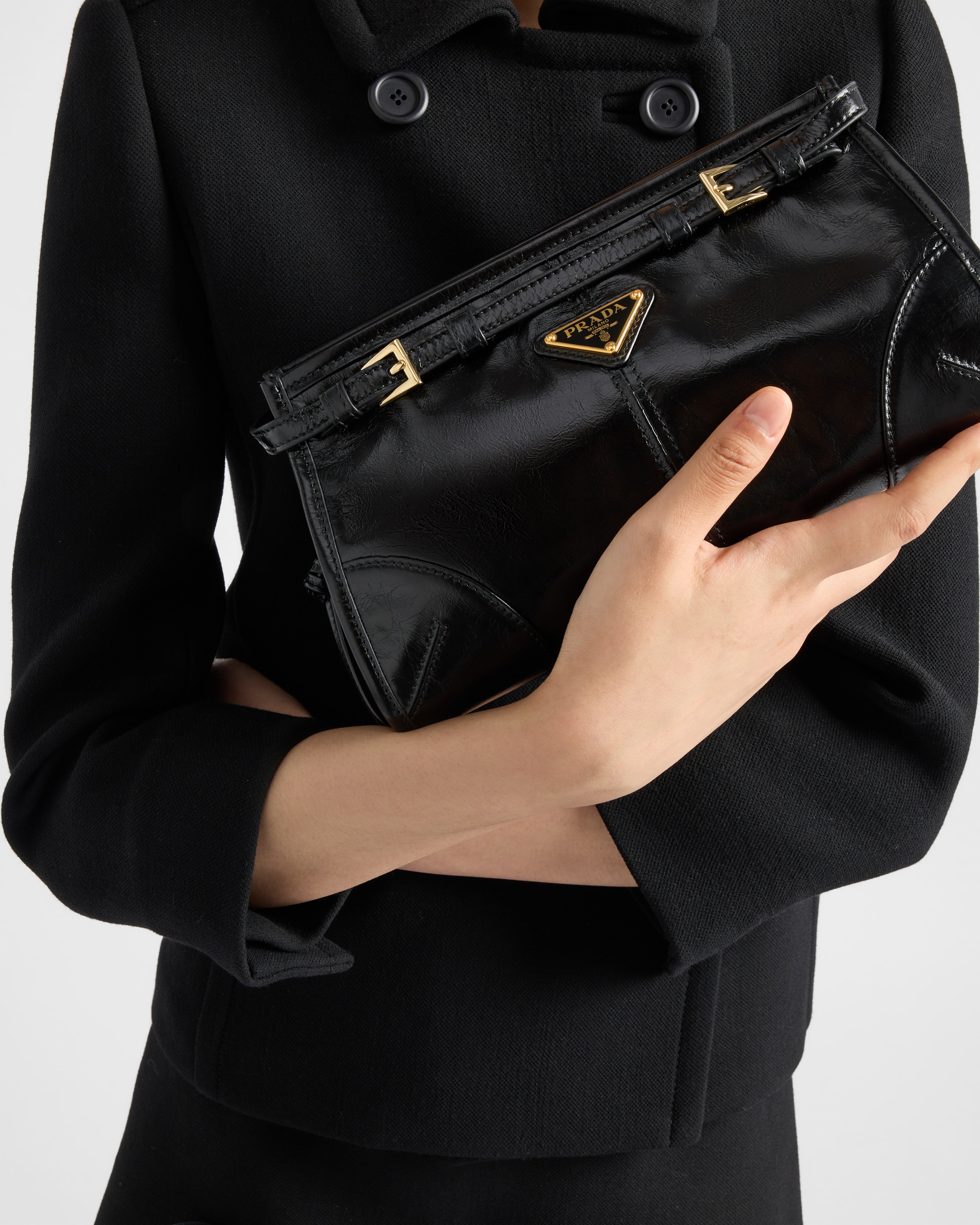 Black Small Leather Shoulder Bag PRADA