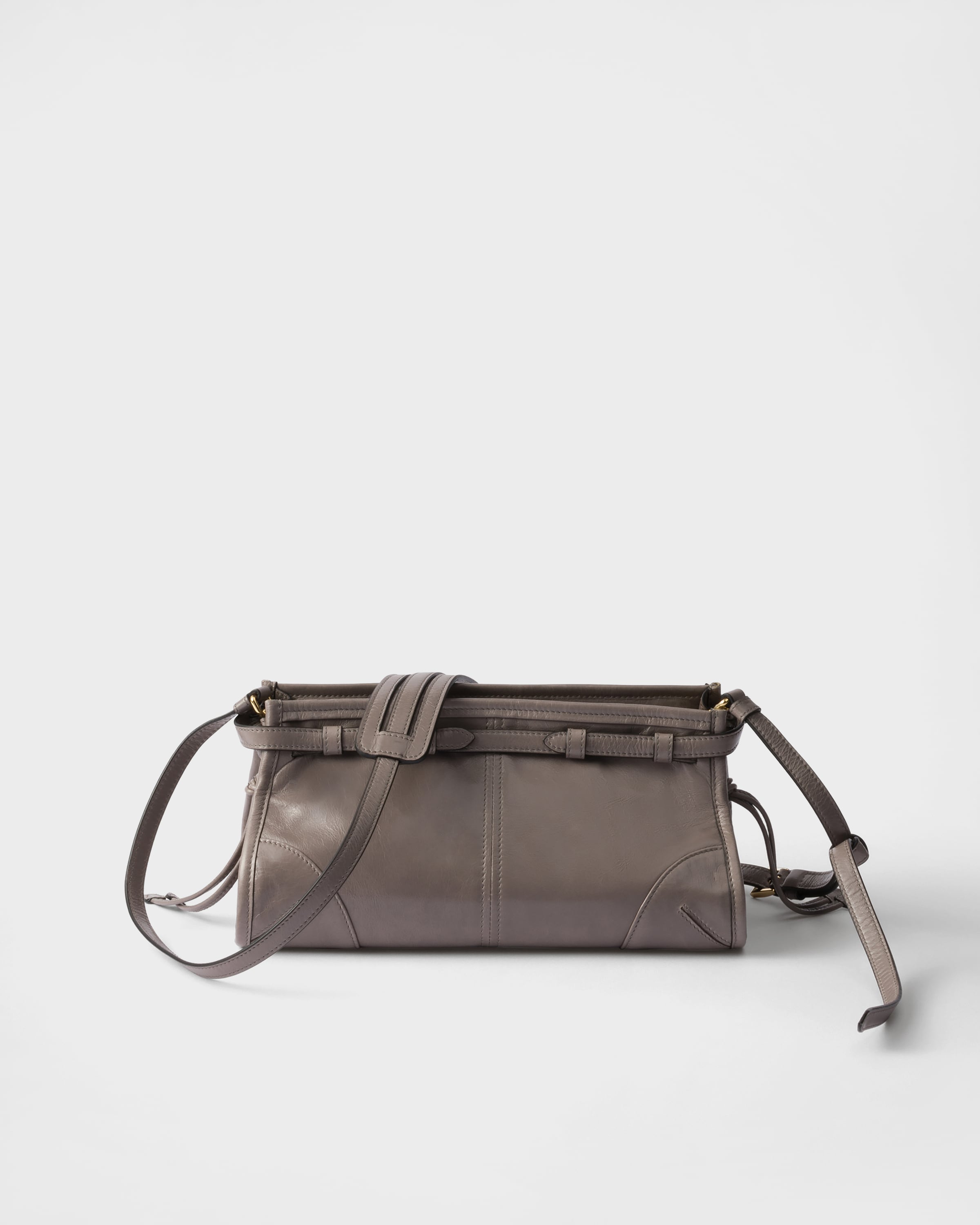 Pewter Prada Bonnie small leather shoulder bag | PRADA