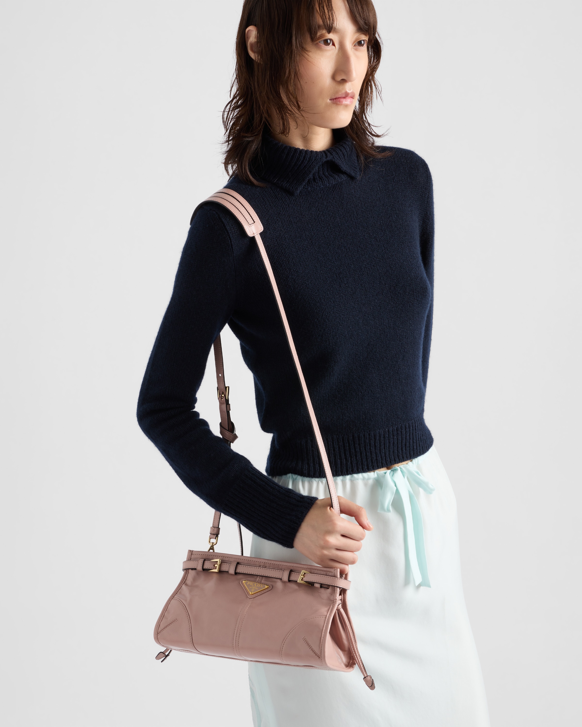 プラダ ショルダーバッグ ボニースモール 1BH215 Black Prada Bonnie small leather shoulder bag | PRADA - United States