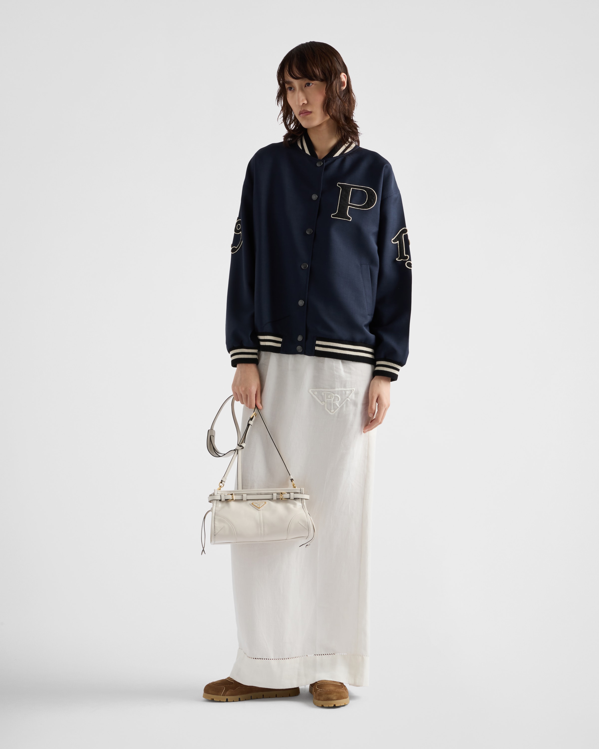 White Prada Bonnie small leather shoulder bag | PRADA