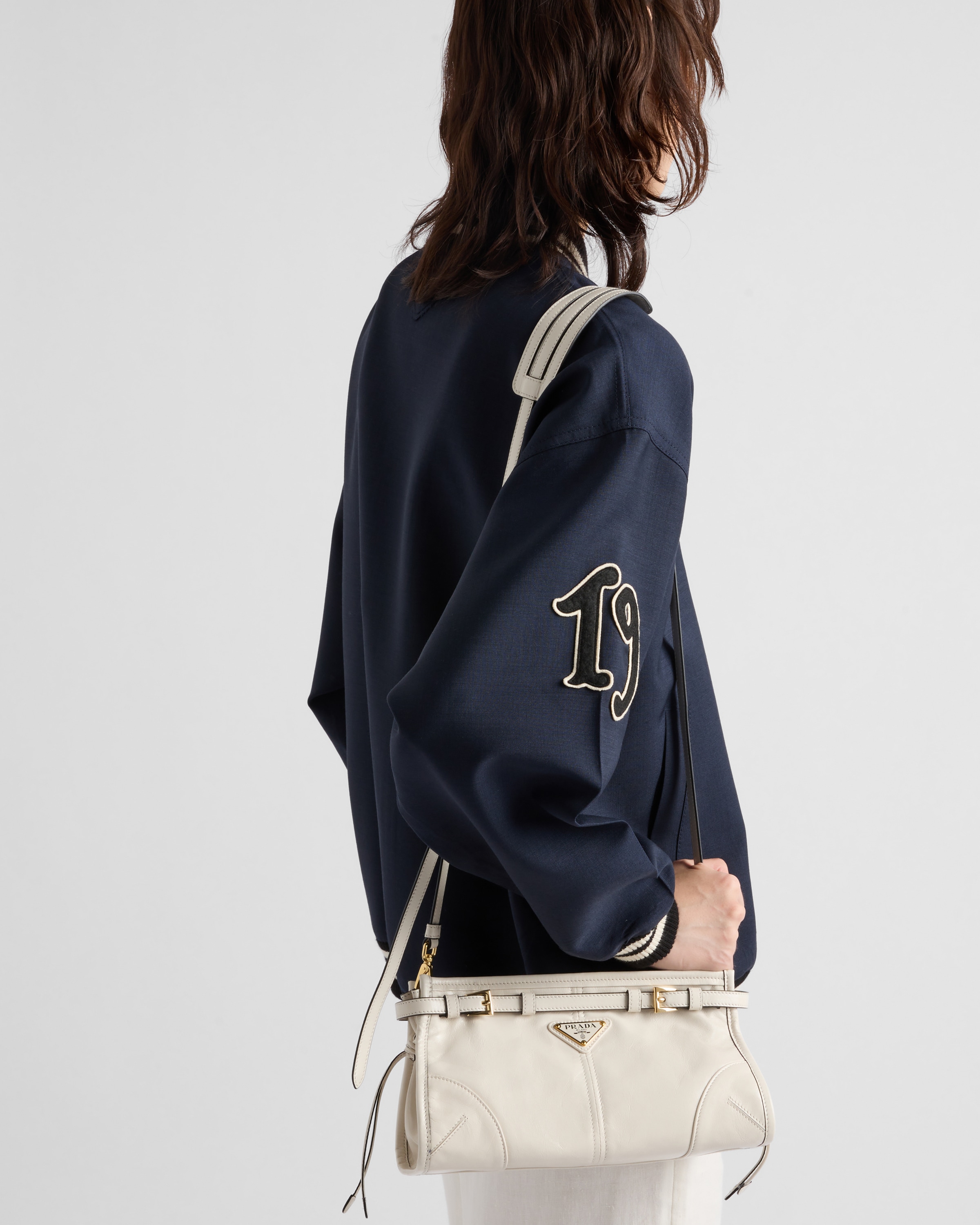 White Prada Bonnie small leather shoulder bag | PRADA