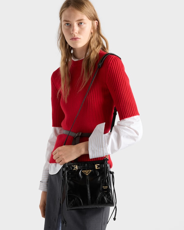 حقيبة كتف Prada Bonnie صغيرة من الجلد - أسود حقيبة كتف Prada Bonnie صغيرة من الجلد - أسود