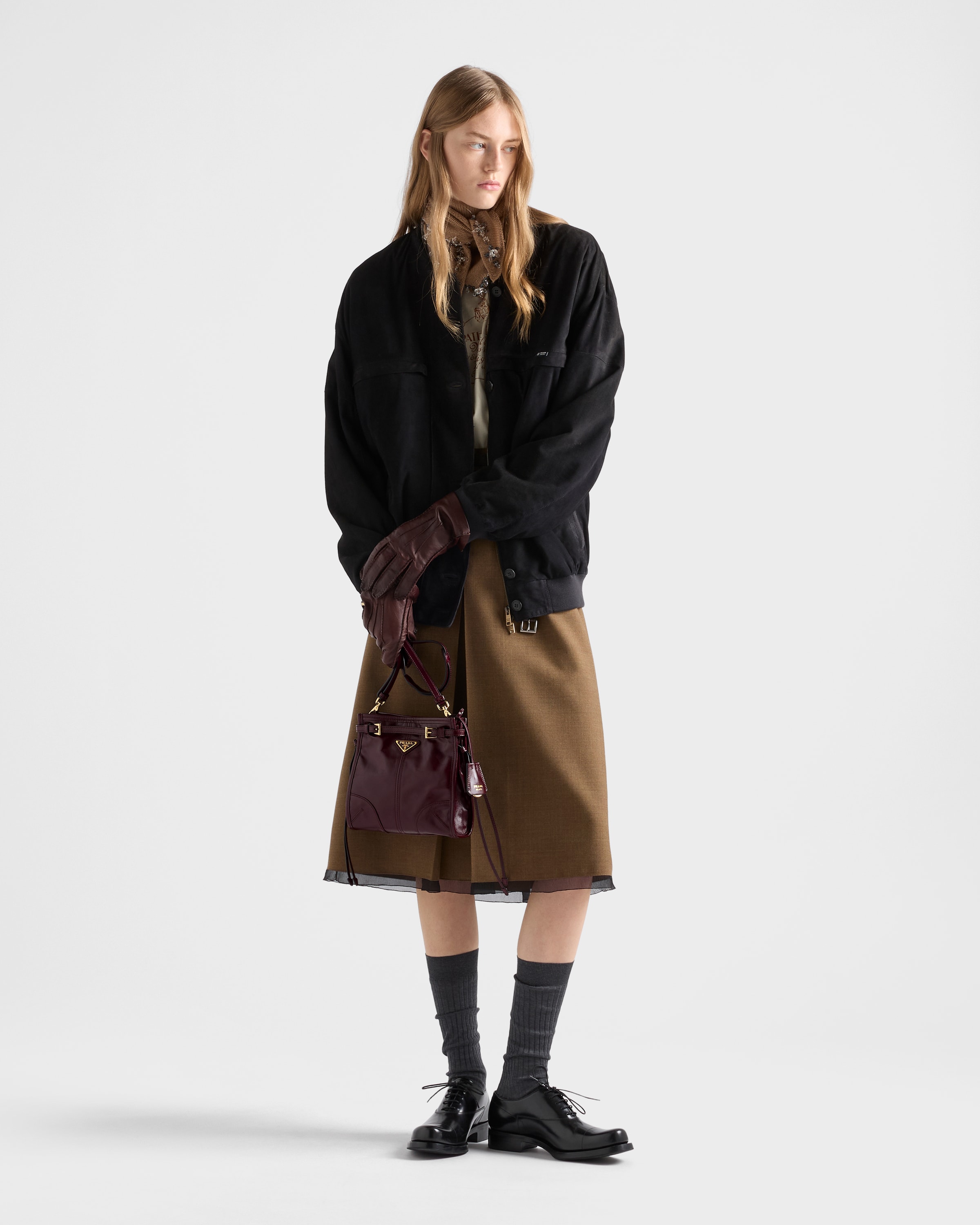 Burgundy Prada Bonnie Leather Mini Shoulder Bag | PRADA - United