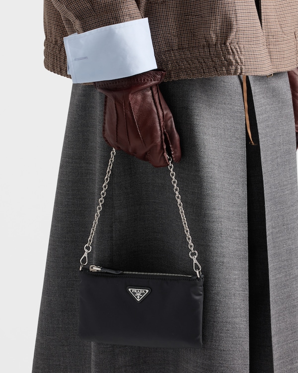 Re-Nylon and Saffiano leather mini shoulder bag - Black Re-Nylon and Saffiano leather mini shoulder bag - Black