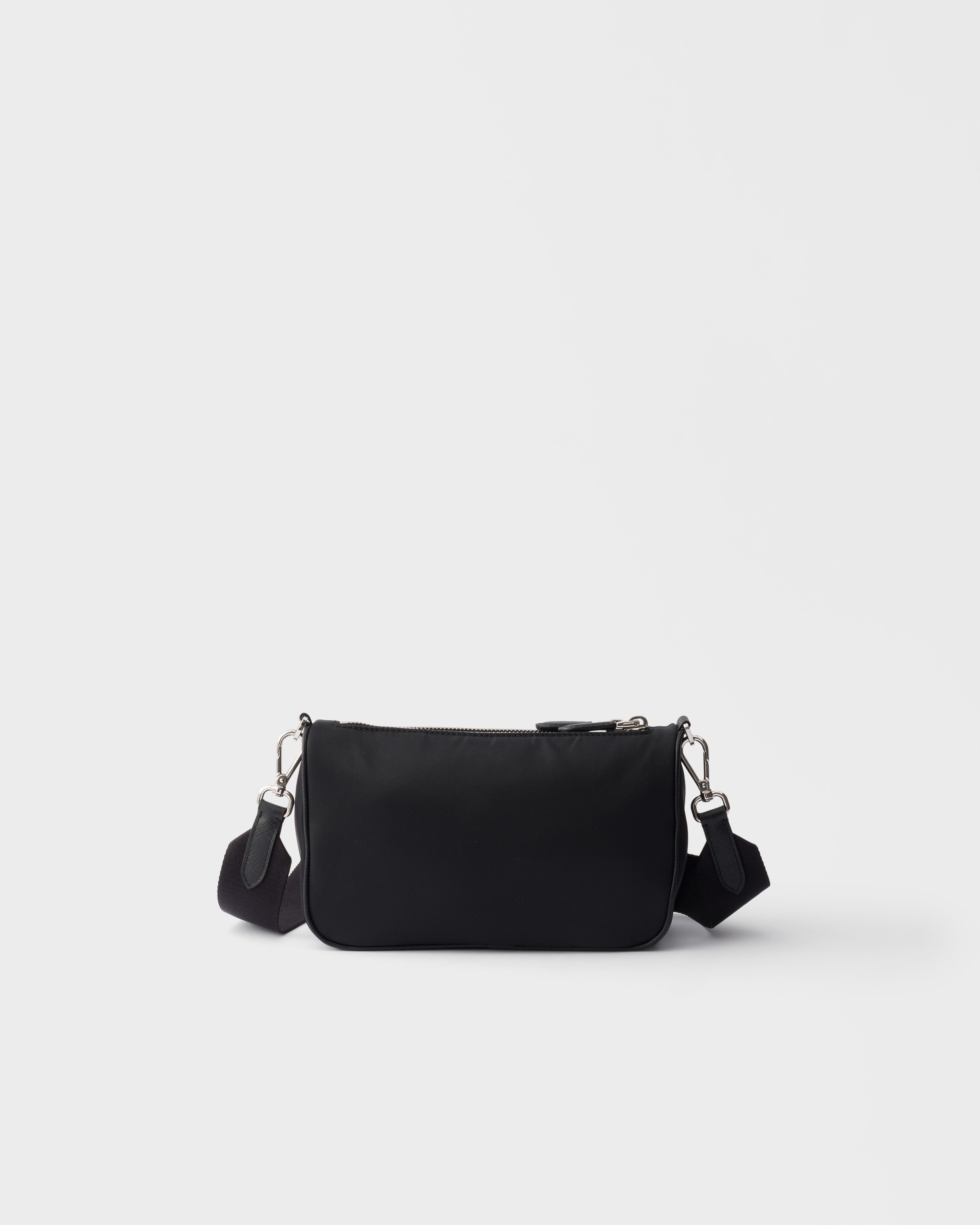 ブラック Re-Nylon サフィアーノレザー ミニ ショルダーバッグ | PRADA