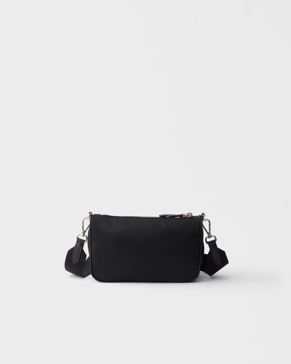 Re-Nylon and Saffiano leather mini shoulder bag - Black Re-Nylon and Saffiano leather mini shoulder bag - Black
