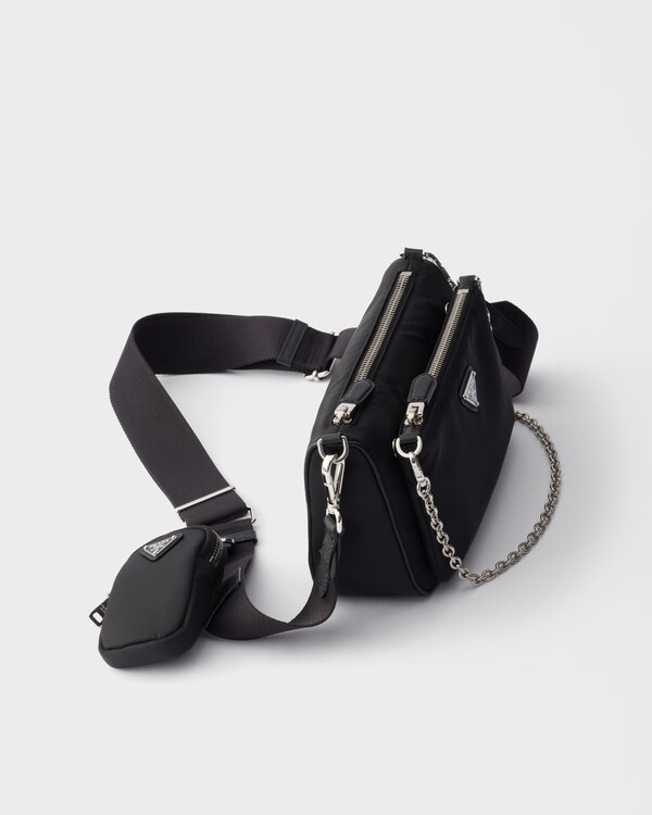 Re-Nylon and Saffiano leather mini shoulder bag - Black Re-Nylon and Saffiano leather mini shoulder bag - Black