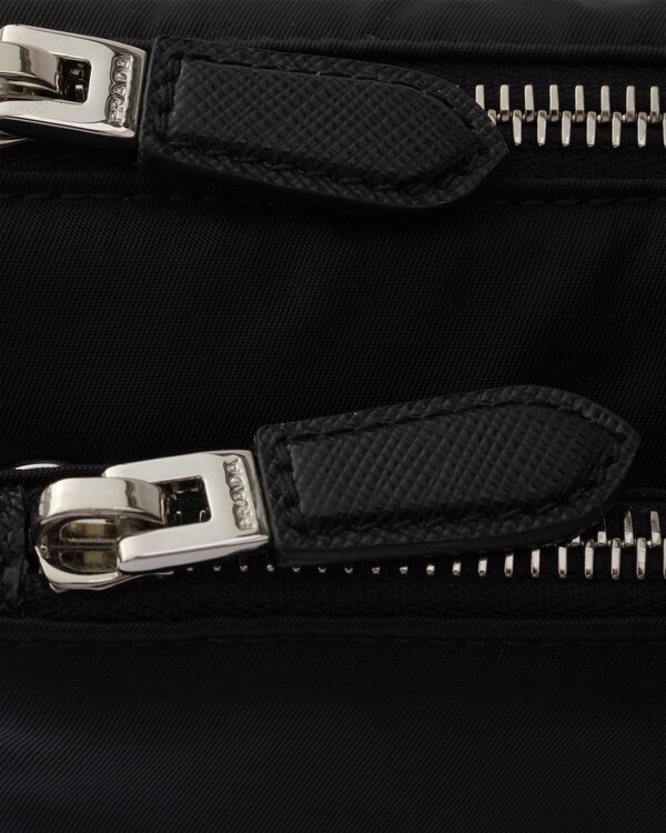 Re-Nylon and Saffiano leather mini shoulder bag - Black Re-Nylon and Saffiano leather mini shoulder bag - Black