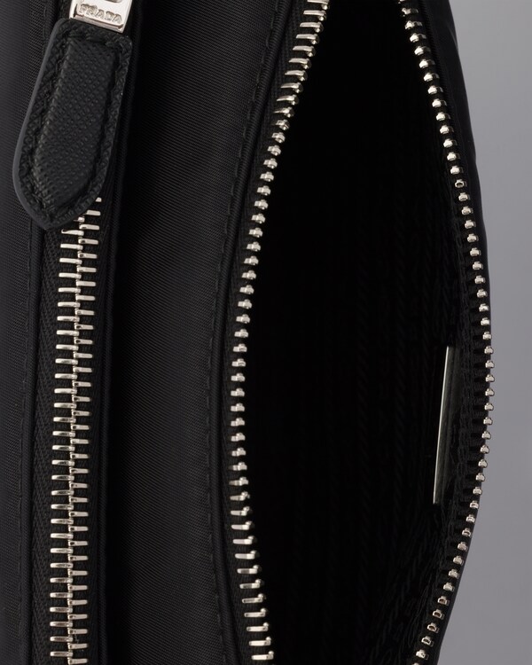 Re-Nylon and Saffiano leather mini shoulder bag - Black Re-Nylon and Saffiano leather mini shoulder bag - Black
