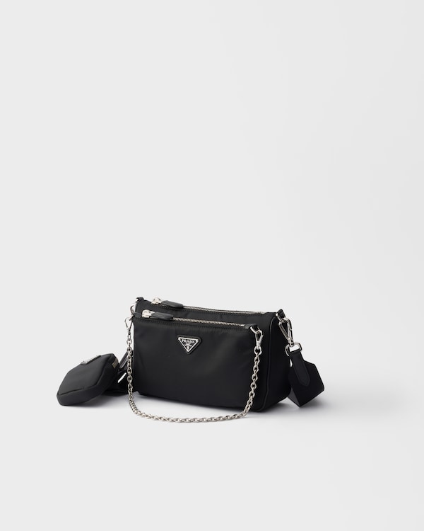 Re-Nylon and Saffiano leather mini shoulder bag - Black Re-Nylon and Saffiano leather mini shoulder bag - Black