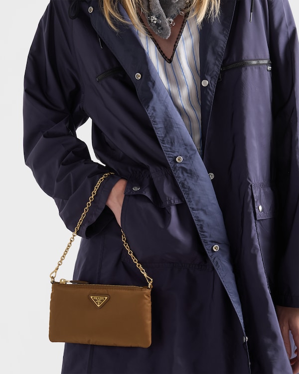 Re-Nylon and Saffiano leather mini shoulder bag - Brandy Re-Nylon and Saffiano leather mini shoulder bag - Brandy