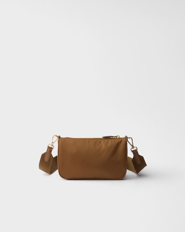 Re-Nylon and Saffiano leather mini shoulder bag - Brandy Re-Nylon and Saffiano leather mini shoulder bag - Brandy