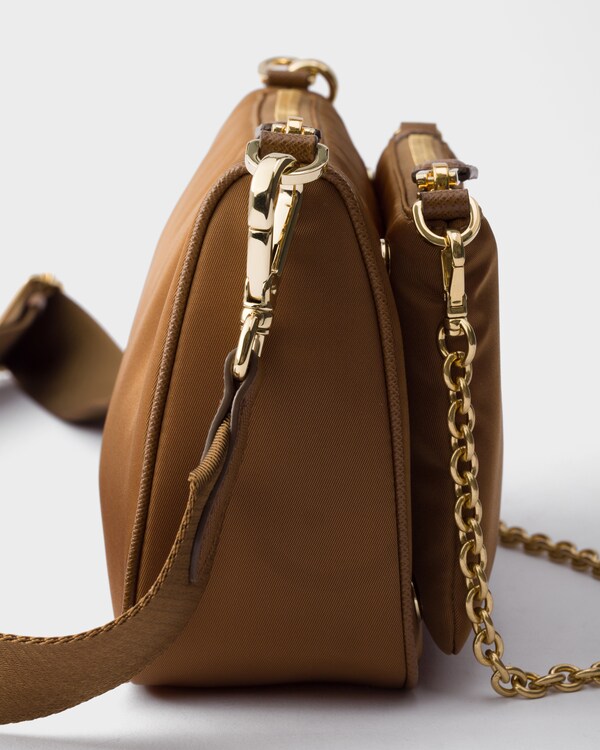 Re-Nylon and Saffiano leather mini shoulder bag - Brandy Re-Nylon and Saffiano leather mini shoulder bag - Brandy