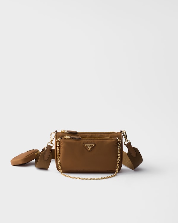 Re-Nylon and Saffiano leather mini shoulder bag - Brandy Re-Nylon and Saffiano leather mini shoulder bag - Brandy