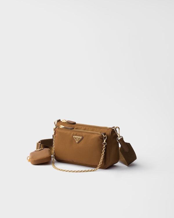 Re-Nylon and Saffiano leather mini shoulder bag - Brandy Re-Nylon and Saffiano leather mini shoulder bag - Brandy