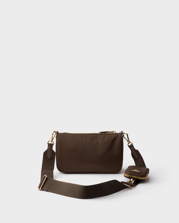 Re-Nylon and Saffiano leather mini shoulder bag - Burnt Brown Re-Nylon and Saffiano leather mini shoulder bag - Burnt Brown