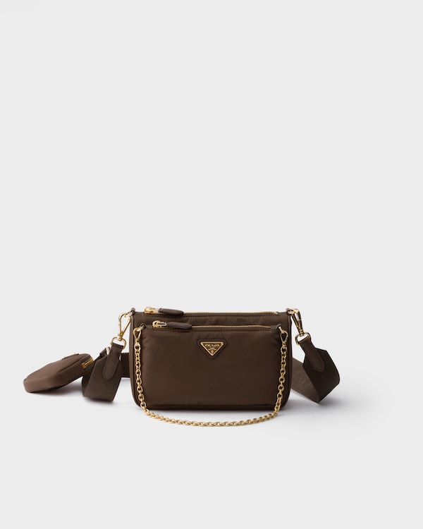 Re-Nylon and Saffiano leather mini shoulder bag - Burnt Brown Re-Nylon and Saffiano leather mini shoulder bag - Burnt Brown