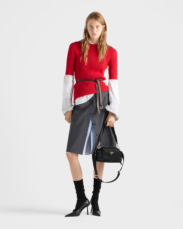 Prada Explore small Re-Nylon and leather shoulder bag - Black Prada Explore small Re-Nylon and leather shoulder bag - Black