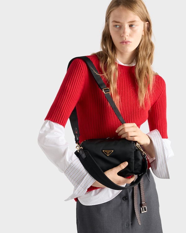 Prada Explore small Re-Nylon and leather shoulder bag - Black Prada Explore small Re-Nylon and leather shoulder bag - Black