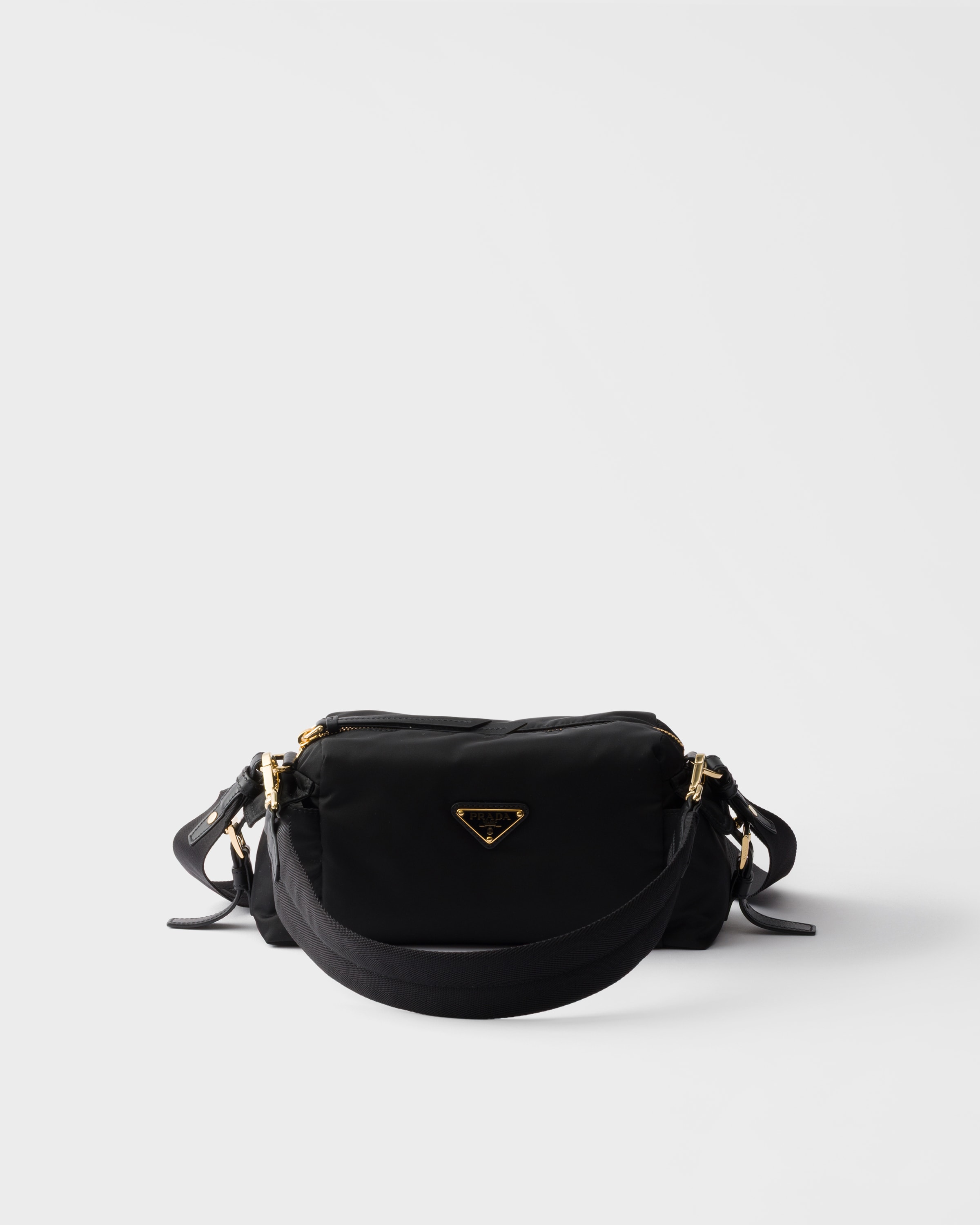 Black Prada Explore small Re-Nylon and leather shoulder bag